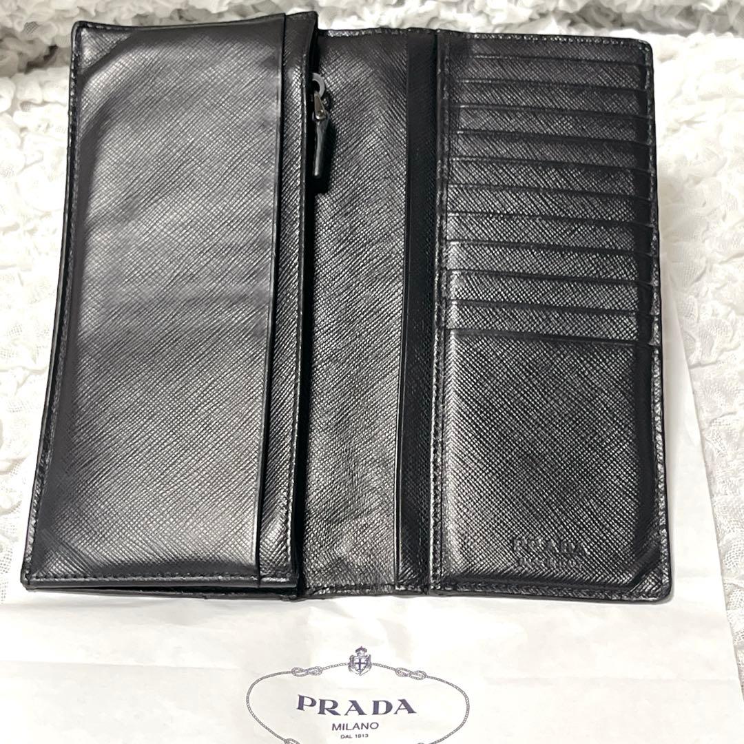 良品✨プラダ 長財布 三角ロゴ 近年モデル サフィアーノレザー ブラック　黒