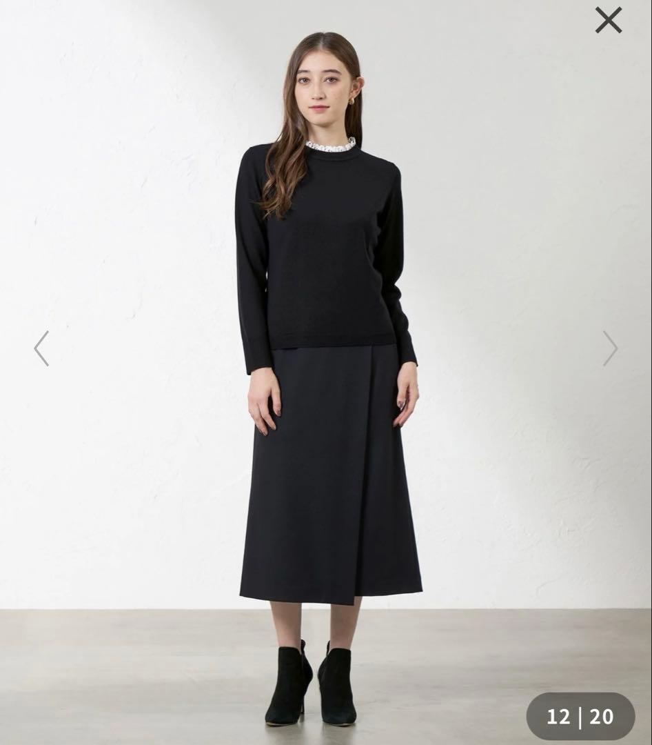 【新品】AMACA レース襟ニット ブラック