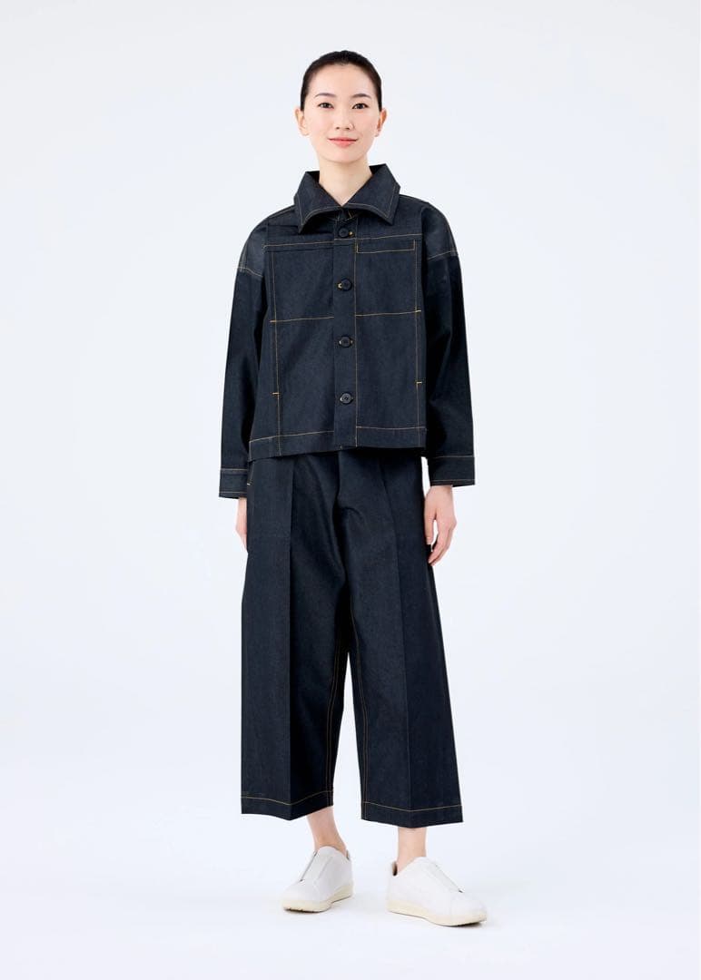 【ISSEY MIYAKE】me ブラックデニムパンツ 日本製 ブラック