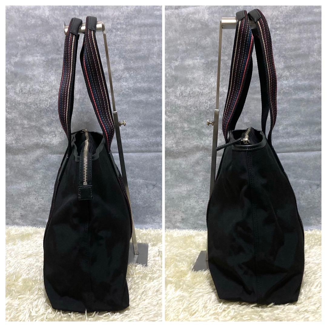 【極美品】ポールスミス トート ナイロン マルチストライプ ブラック 肩掛け