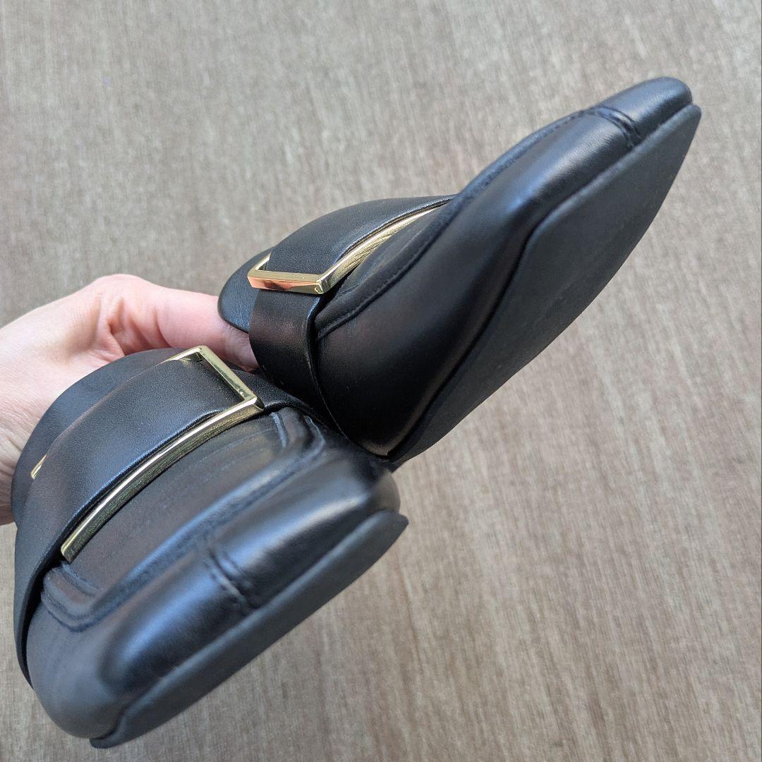 ほぼ新品☆ LE TALON 25cm本革レザースクエアメタルバックルローファー