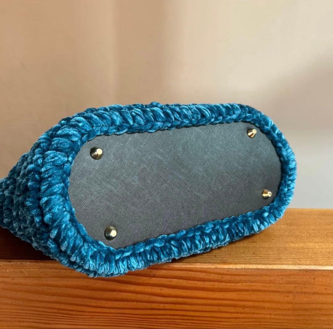 piko様♡ズパゲッティ マルシェバッグ　斜め模様　ベルベット