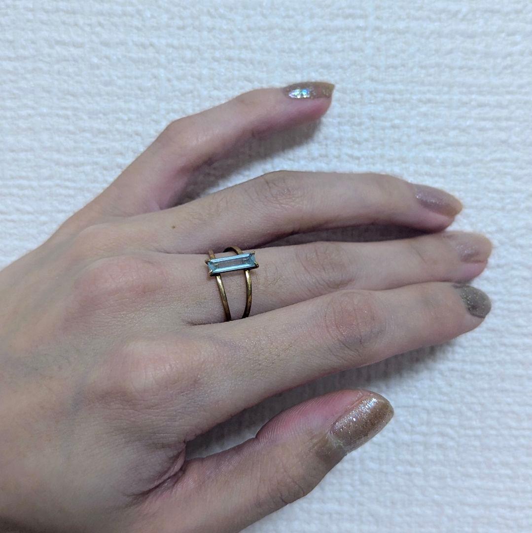 ツツミ　10k ブルートパーズ　二重リング　10号