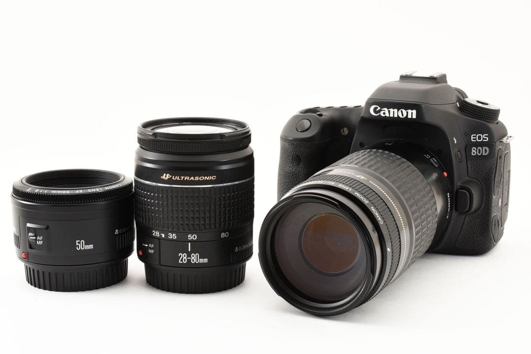保証付/Canon EOS 80D標準&望遠&単焦点トリプルレンズセット