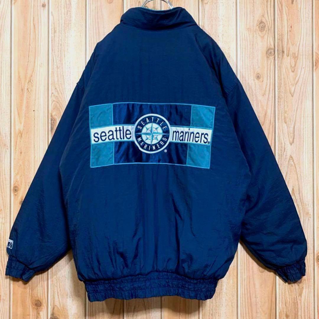 Mariners スタジャン ◎LOGO7社製 デカロゴ 刺繍 ナイロン 中綿