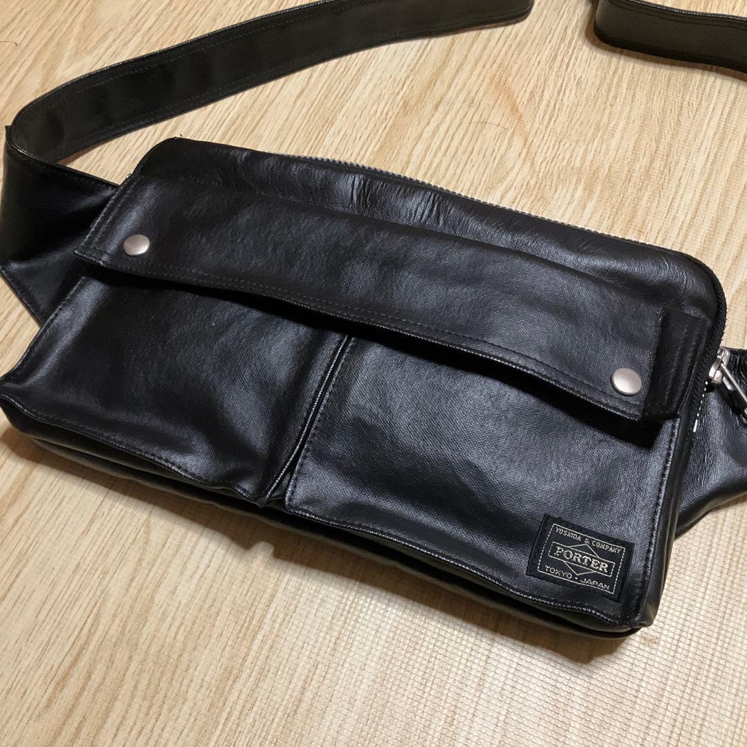 【美品】PORTER ボディバッグ ウエストポーチ フリースタイル レザー調