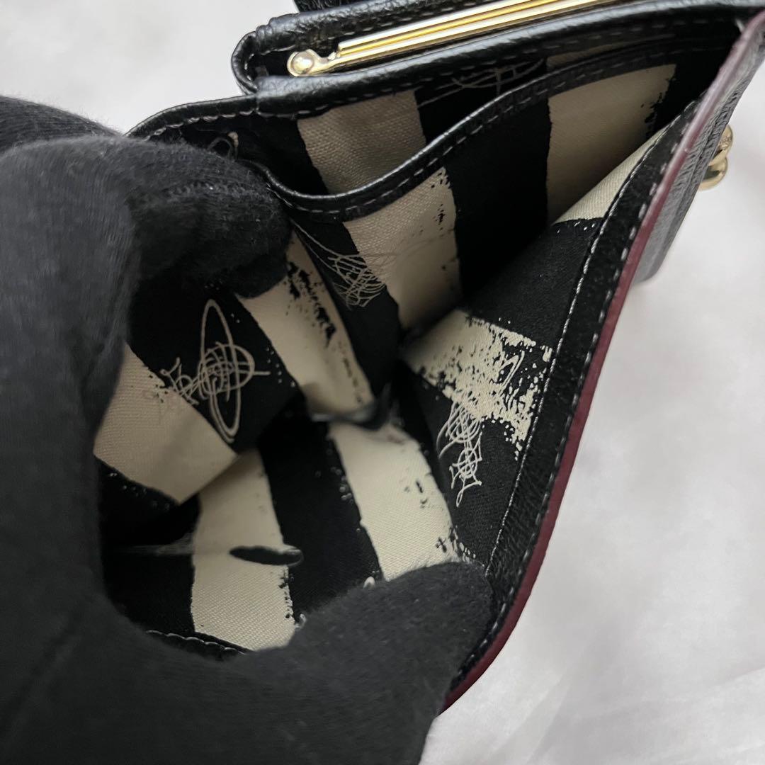 ◇美品◇ヴィヴィアン　エグゼクティブ　三つ折り財布　がま口×オーブ　ブラック