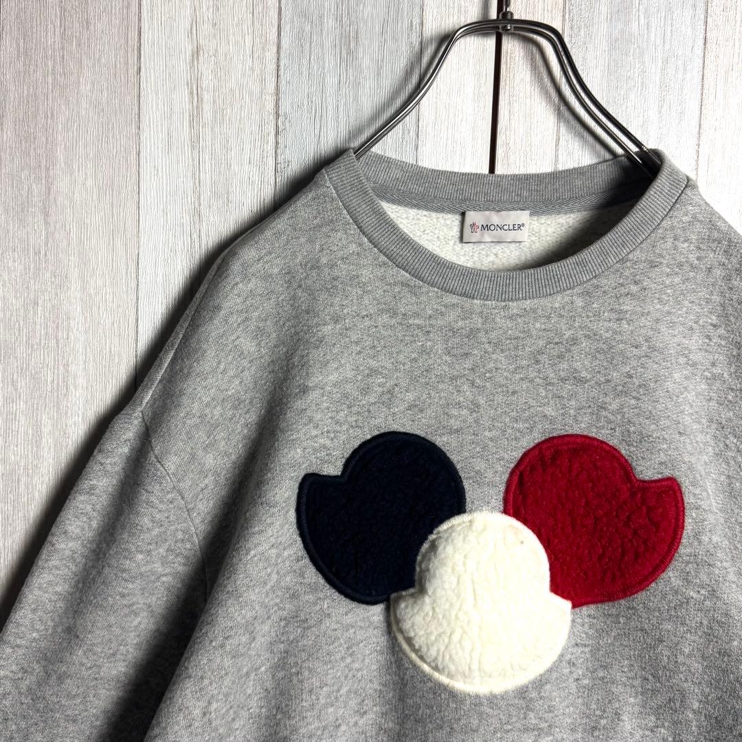 3677【QR確認済・XL・美品】モンクレール トリコロールボアロゴ スウェット