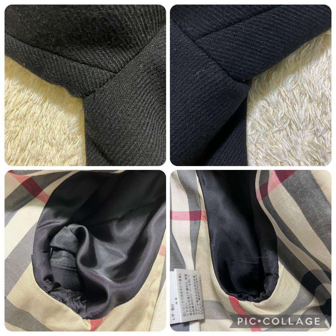 バーバリーロンドン ダッフルコート メガチェック ウール 水牛トグル 黒 M