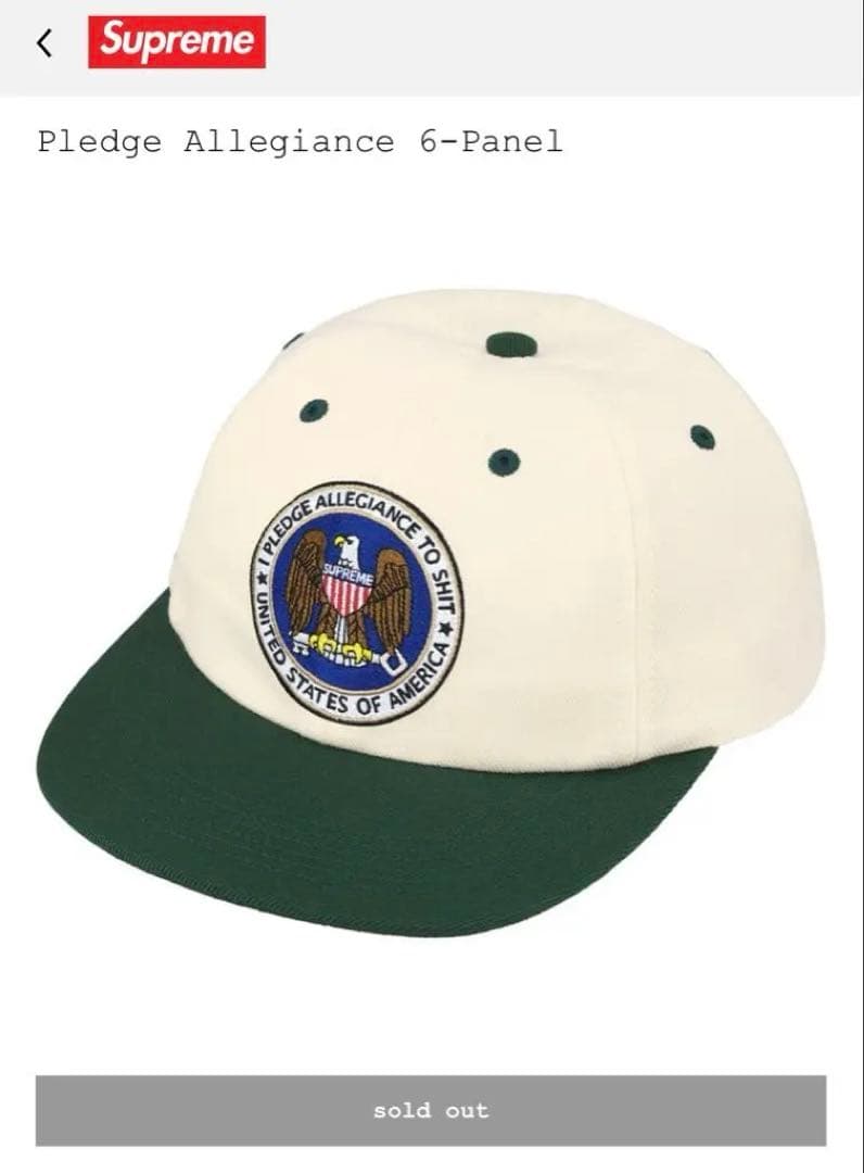 帽子 Supreme Pledge Allegiance 6-Panel White