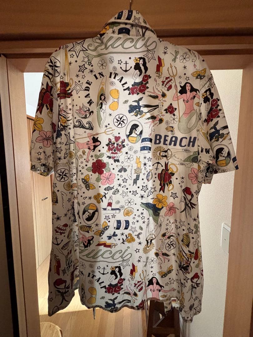 K*様 GUCCI グッチ 総柄シャツ ビーチ柄 マーメイド 半袖 イタリア製