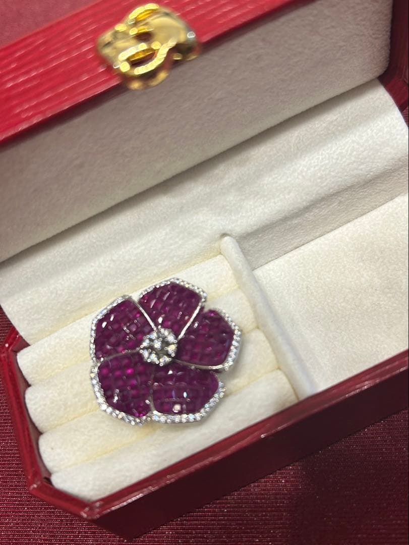 ✨ジュエリーRAmuu❣️ミステリーセッティングルビーブローチ