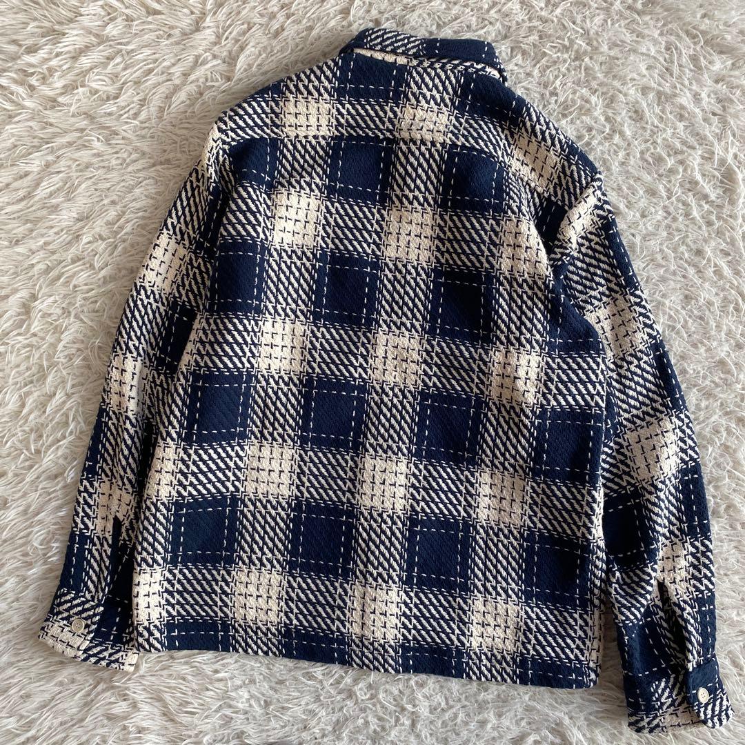 ワックスロンドン　wax london オーバーシャツ　ネイビー　ホワイト