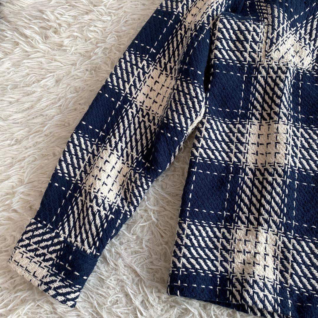 ワックスロンドン　wax london オーバーシャツ　ネイビー　ホワイト