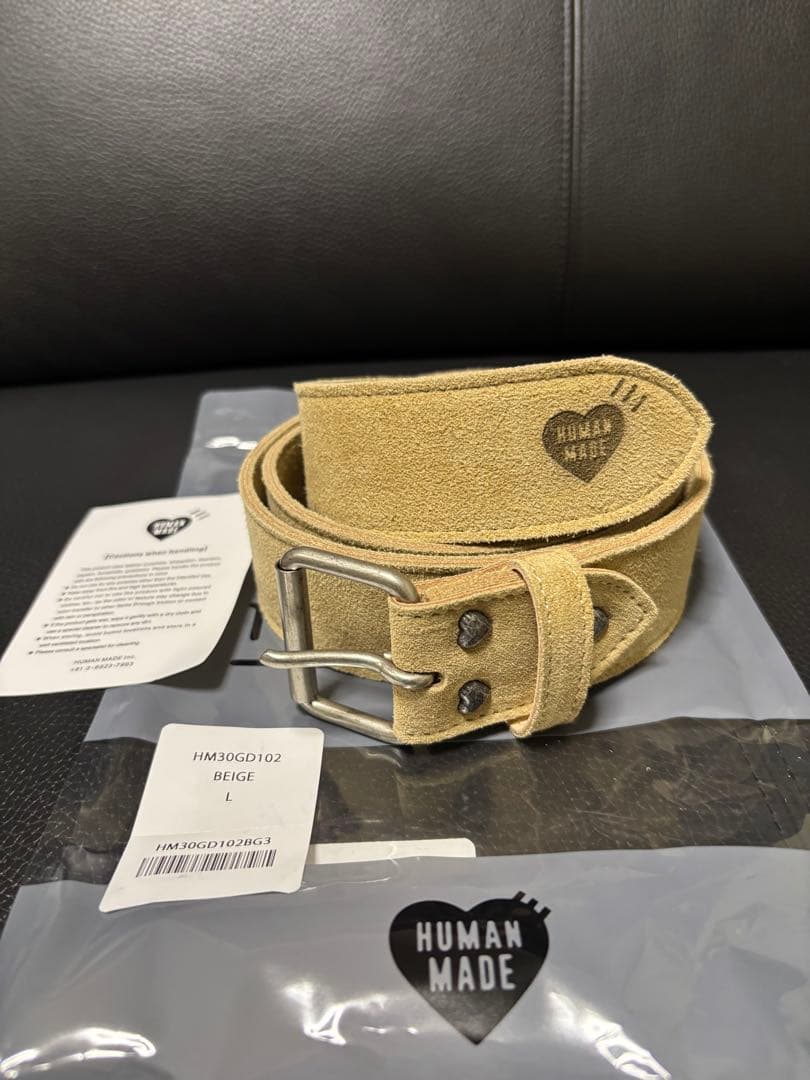 HUMAN MADE ベージュスエードベルト L
