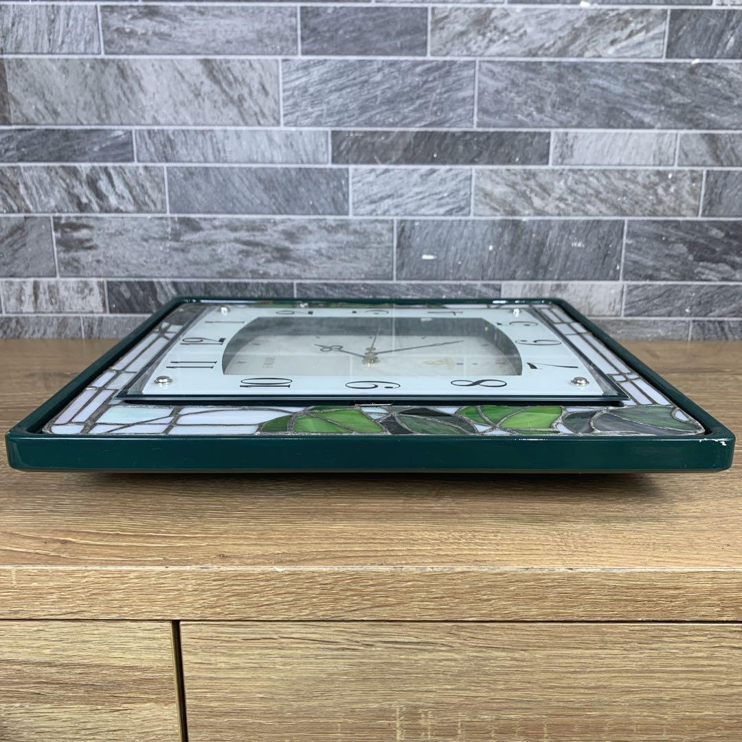 生産終了品　希少　リズム時計　EMUAIR　ステンドグラス枠　電波掛け時計