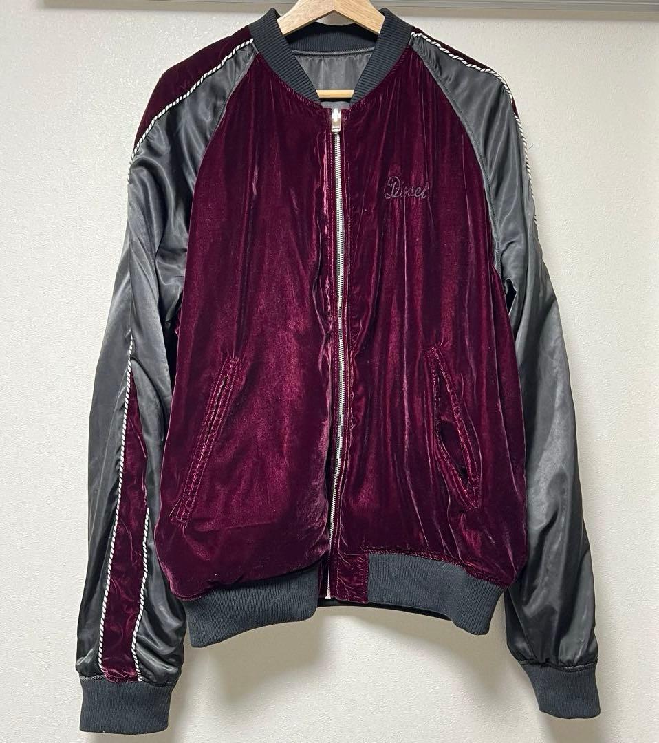DIESEL ディーゼル　スカジャン　リバーシブル　刺繍　ベロア　XL