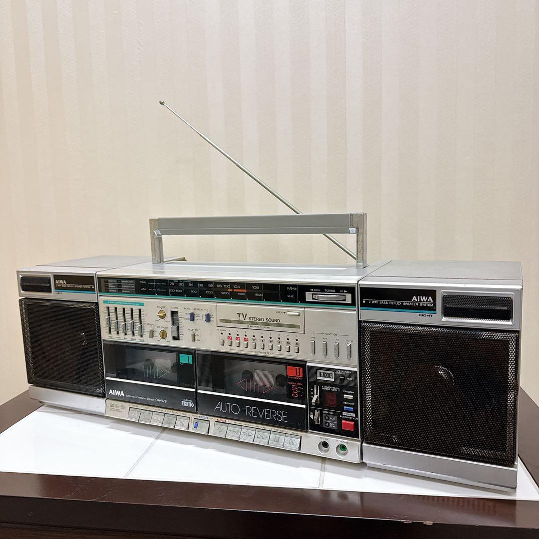 AIWA CA-W9 ラジカセ シルバー 分離型 昭和レトロ 通電 ラジオok