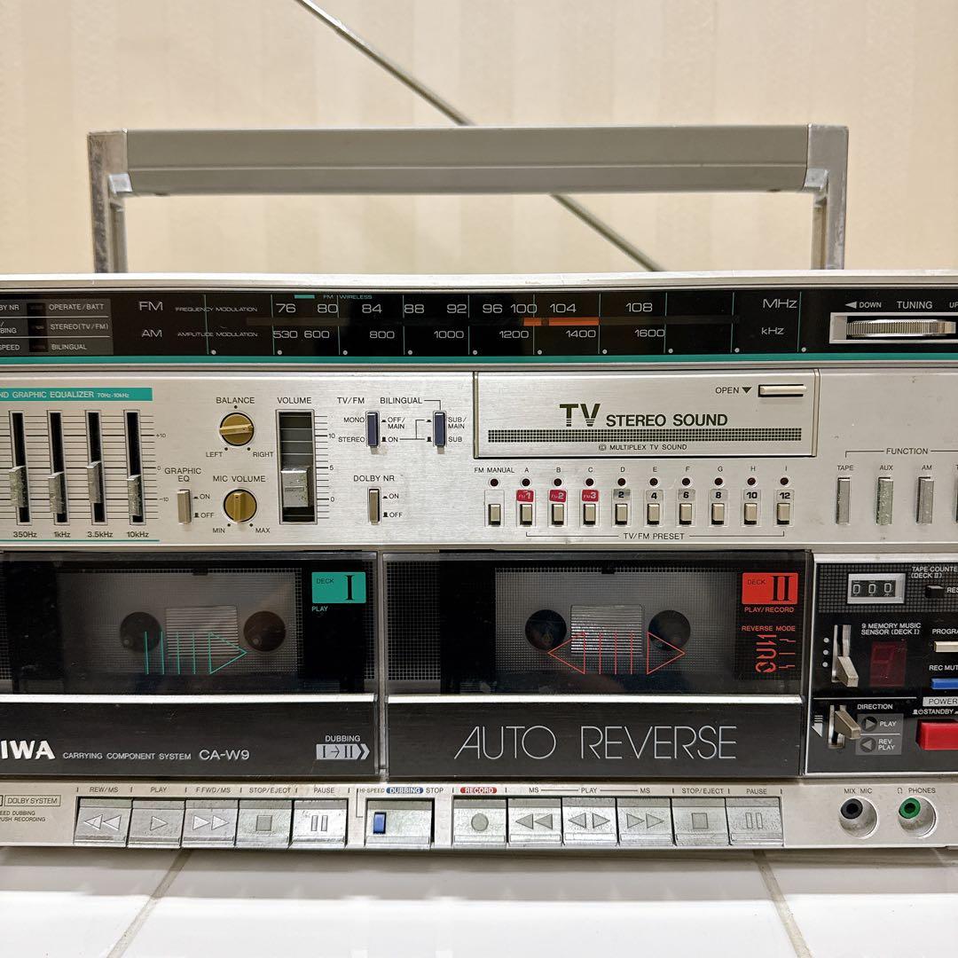 AIWA CA-W9 ラジカセ シルバー 分離型 昭和レトロ 通電 ラジオok