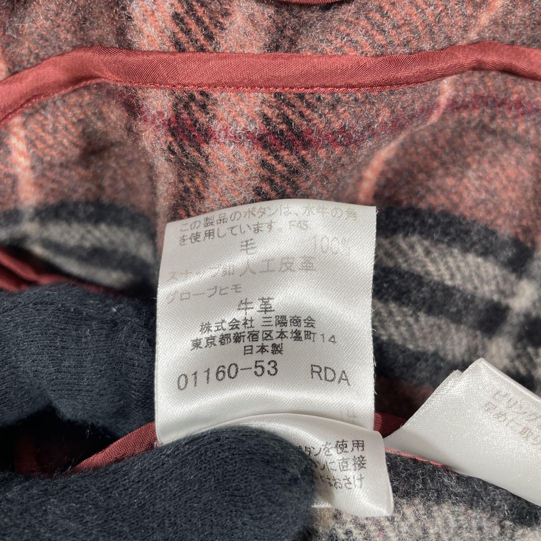 バーバリー ブルーレーベル ダッフルコート　ノバチェック　38 M 赤　ボルドー