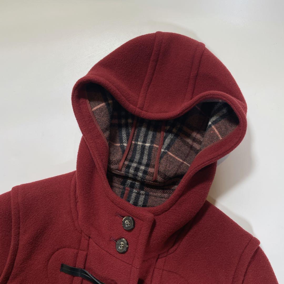 バーバリー ブルーレーベル ダッフルコート　ノバチェック　38 M 赤　ボルドー
