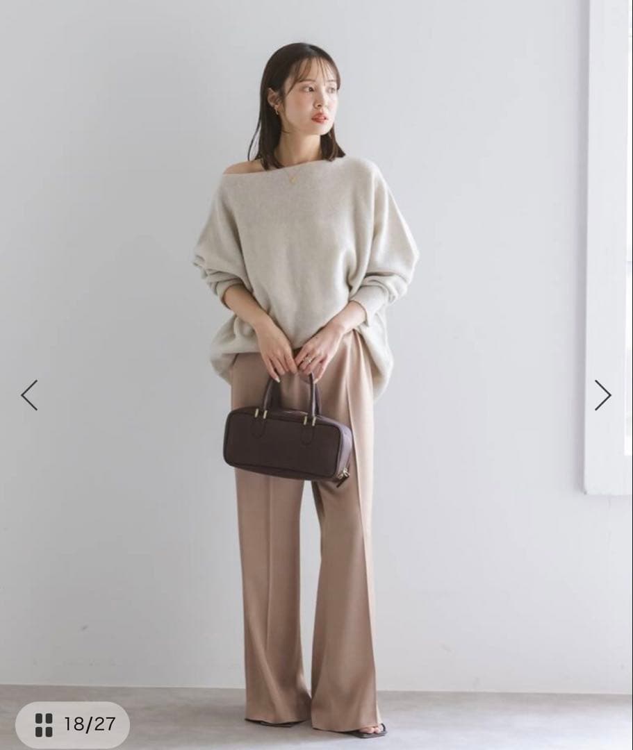 NOBLE　ファインウールドルマンプルオーバー　ベージュ