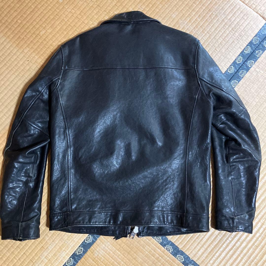 Schott ブラック レザー シングルライダースジャケット L