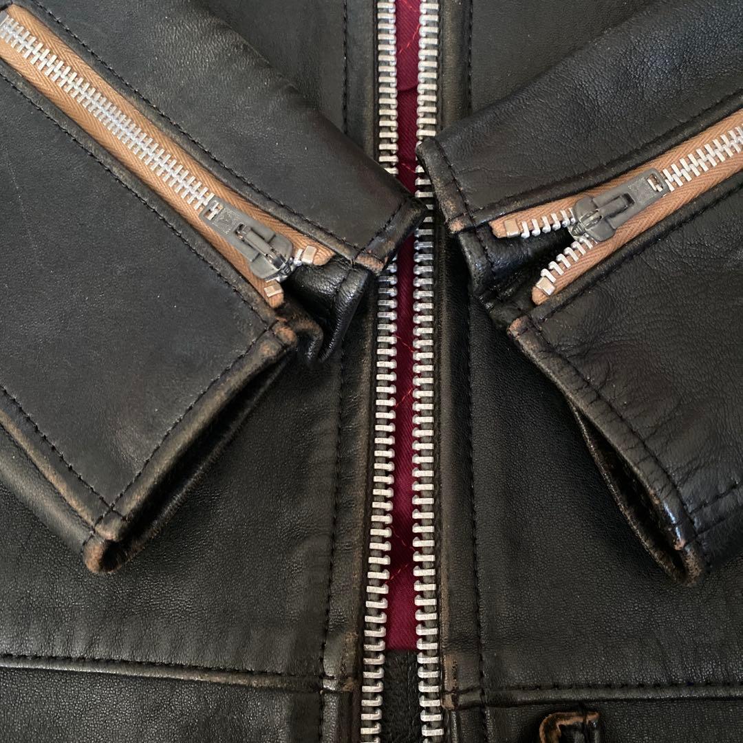 Addict Clothes レザーシングルライダースジャケット、サイズ40