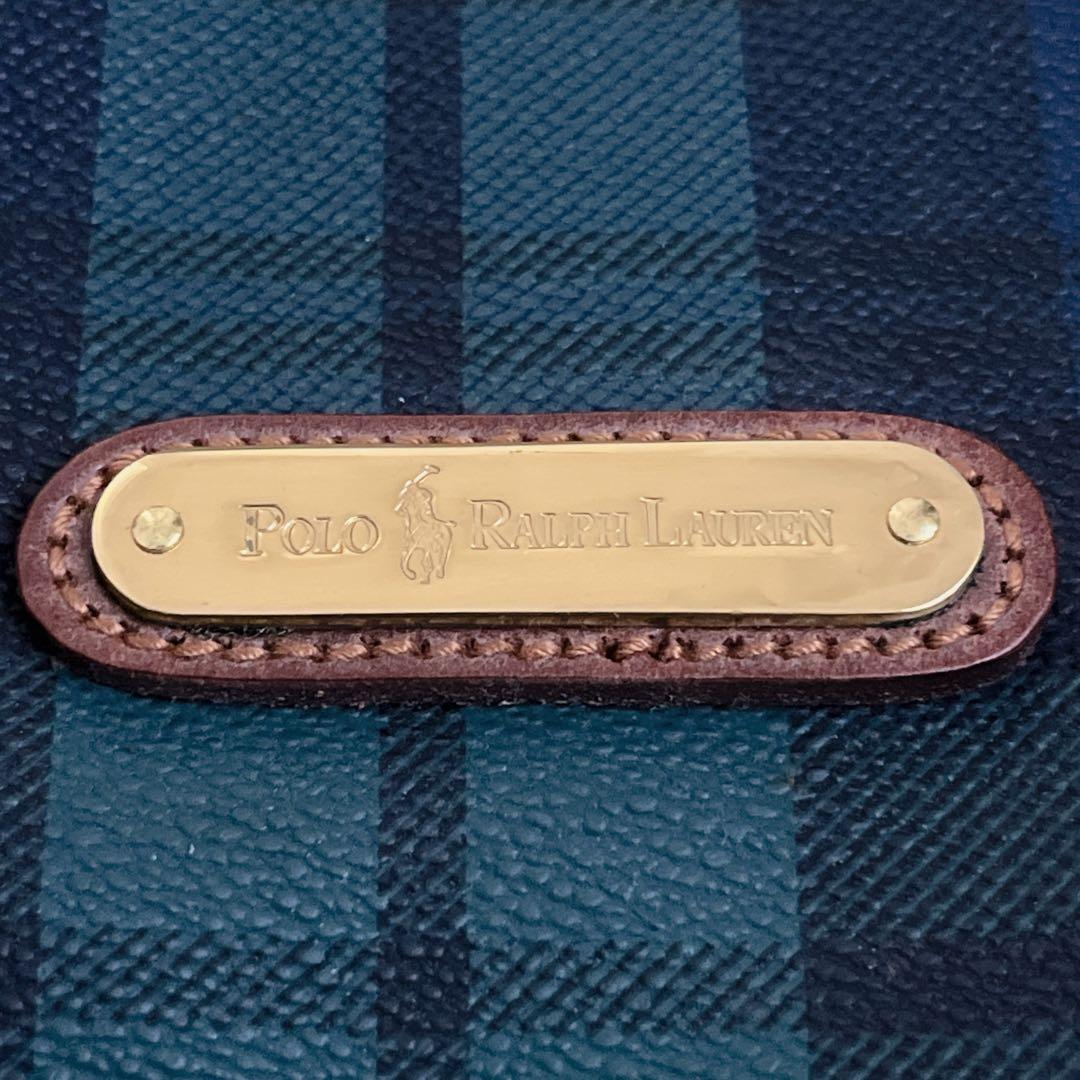 美品　オールド　ポロラルフローレン　ミニボストン　ハンドバッグ　チェック柄　緑