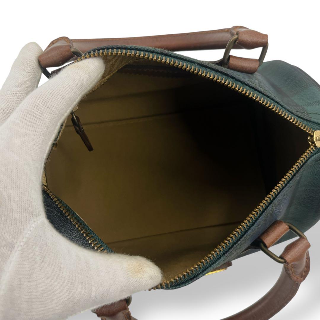 美品　オールド　ポロラルフローレン　ミニボストン　ハンドバッグ　チェック柄　緑