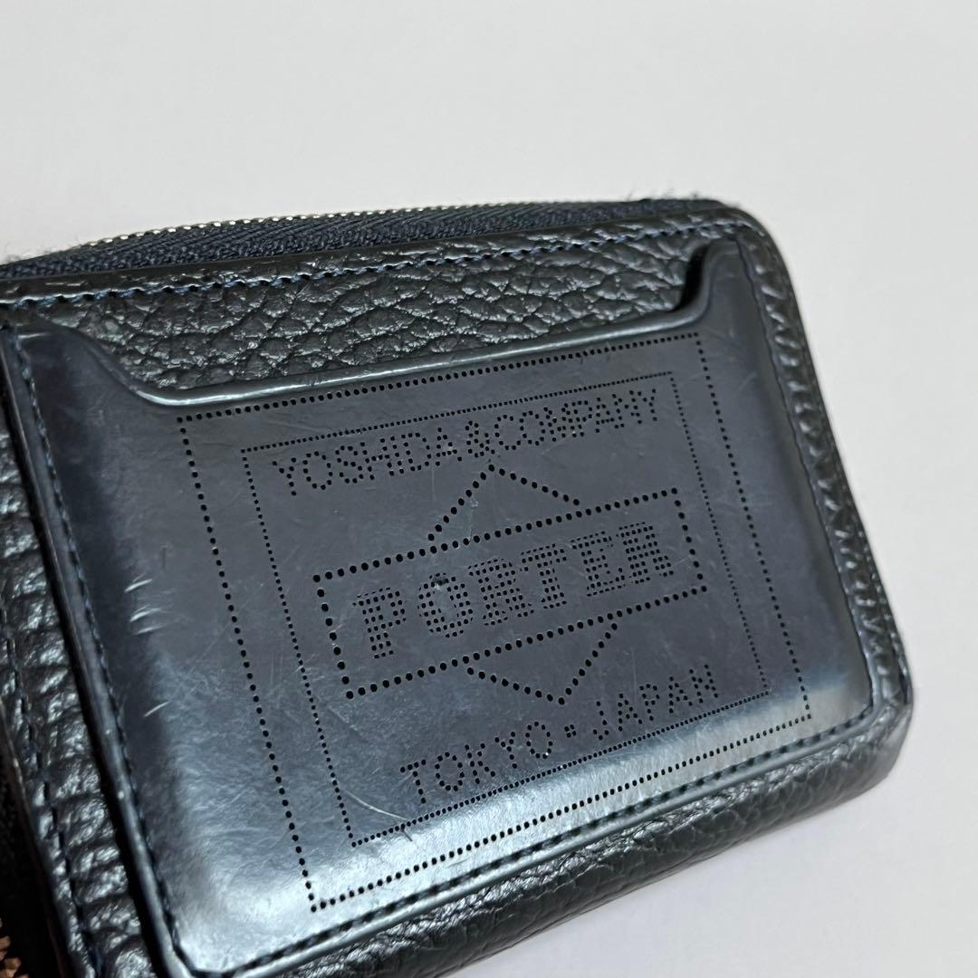 【美品】ポーター　ケース　グレイズ　パンチング　ラウンドファスナー　レザー