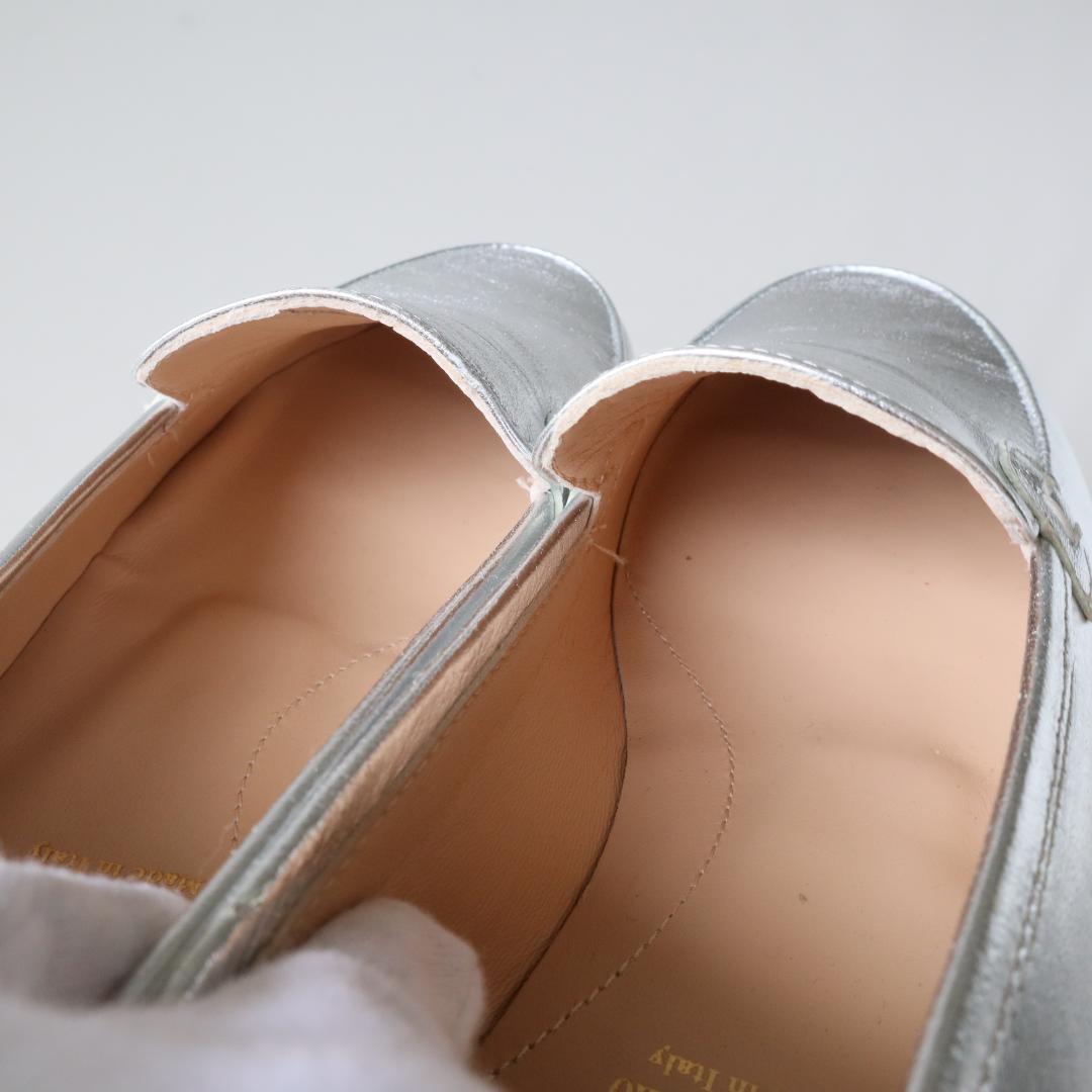 極美品　ルカグロッシ　シルバーローファー/スリッポン　36/23cm