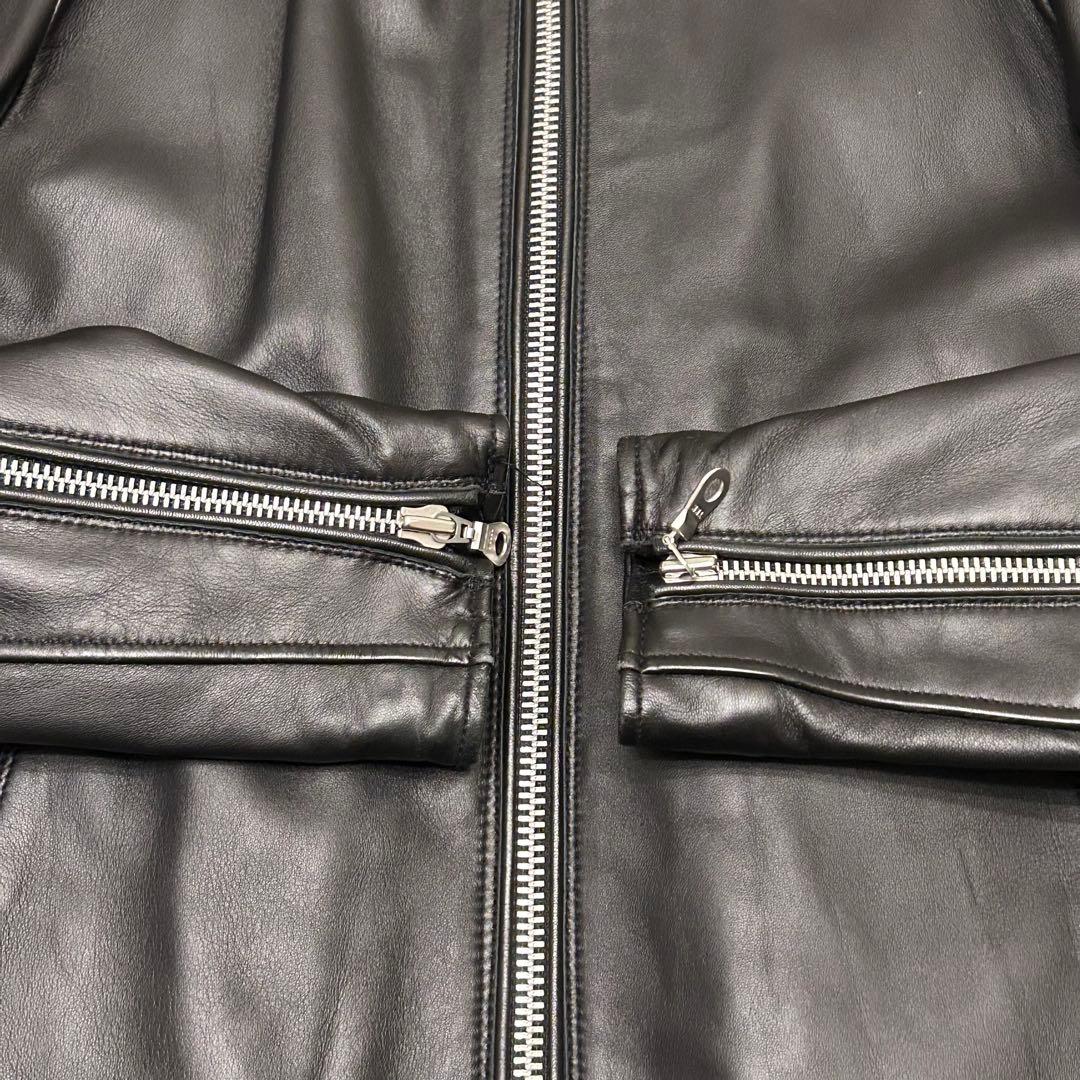 美品✨　ナノユニバース 羊革 ライダース ジャケット 黒 中綿 キルティング L