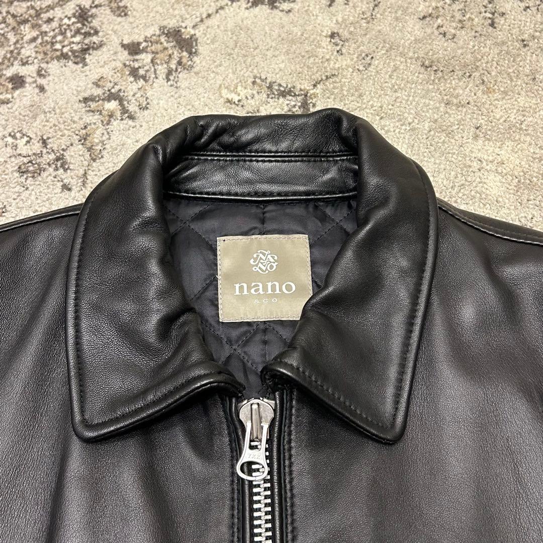 美品✨　ナノユニバース 羊革 ライダース ジャケット 黒 中綿 キルティング L