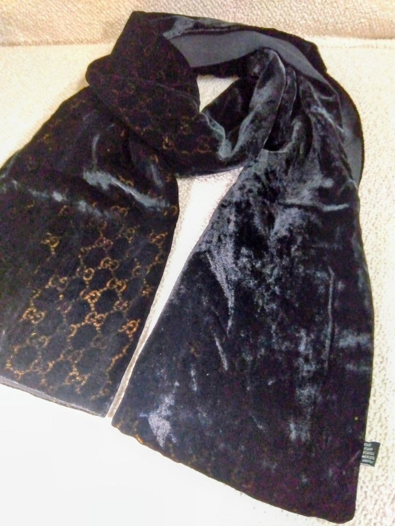 GUCCI ベロア マフラー GG柄 MADE IN ITALY