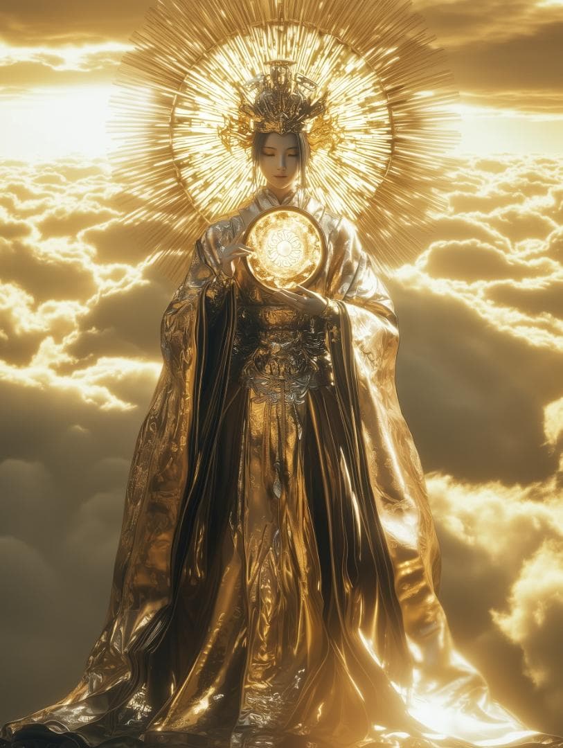 318【天照大御神】雲海を照らす金耀【風景画】【神聖画】