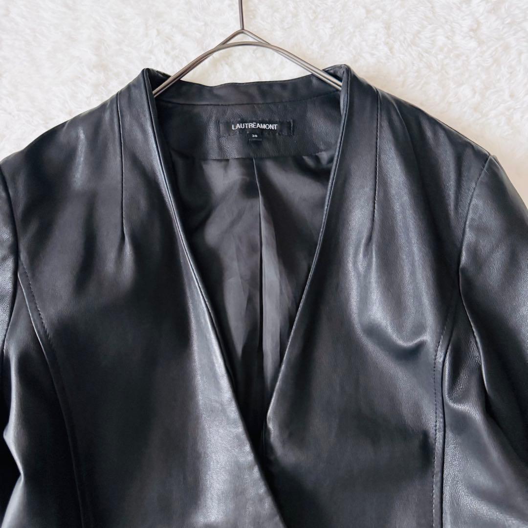 美品✨ ロートレアモン レザージャケット シングル ノーカラー 38 ラムレザー
