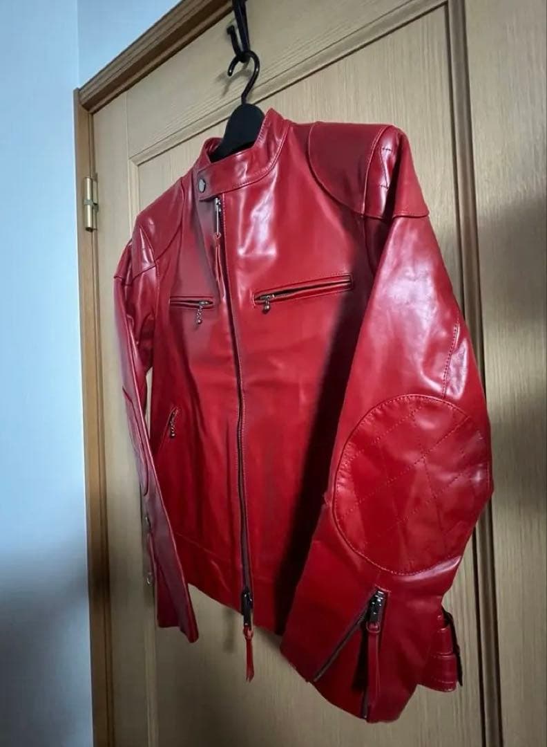 「Haruf」本革 シングル 赤レザージャケット