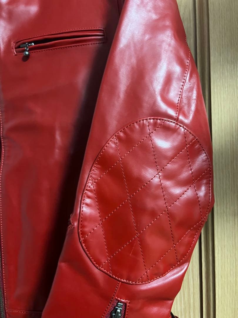 「Haruf」本革 シングル 赤レザージャケット