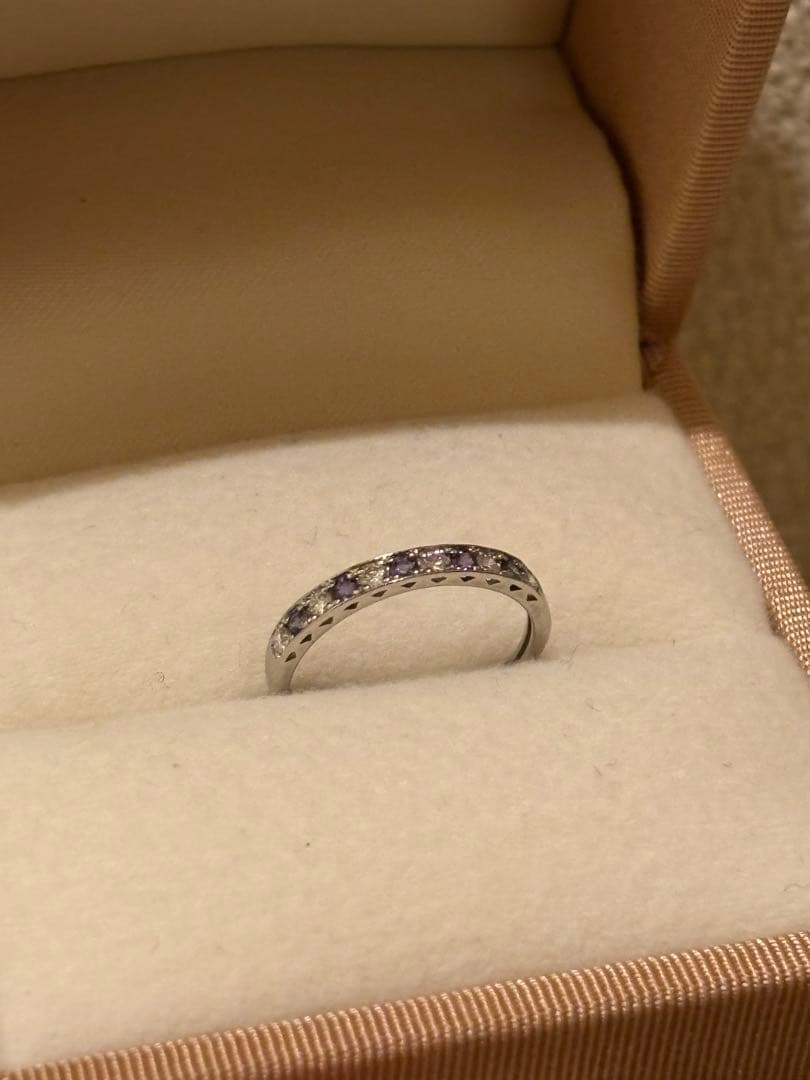 pt900 天然アレキサンドライト&天然ダイヤモンドエタニティリング　11号