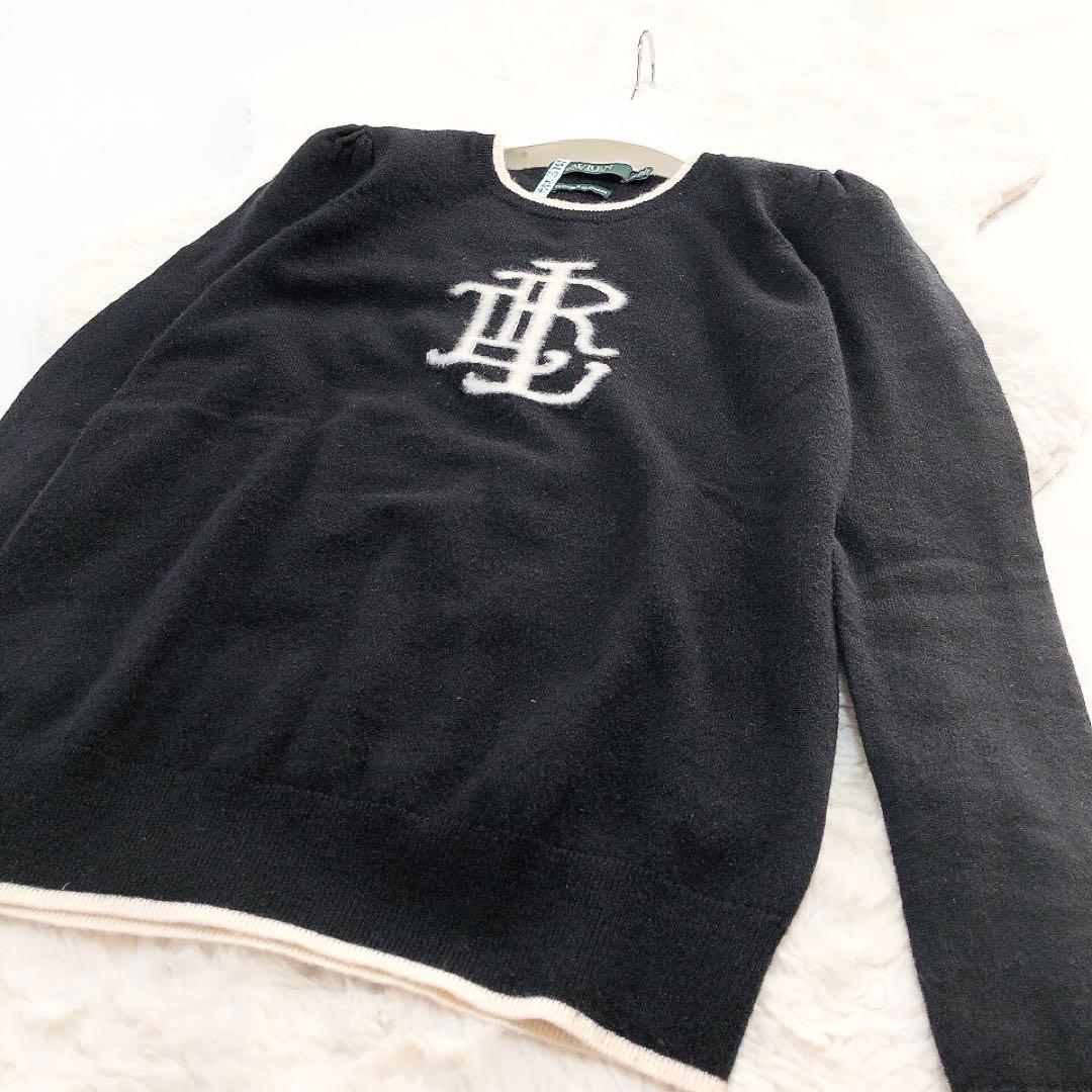 ローレンラルフローレン*カシミヤ100%　長袖セーター　ロゴ　ブラック