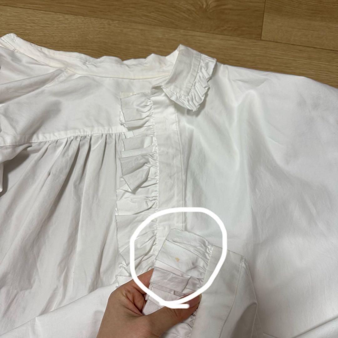 TOUJOURS トゥジュー フリル ホワイト 長袖シャツ S