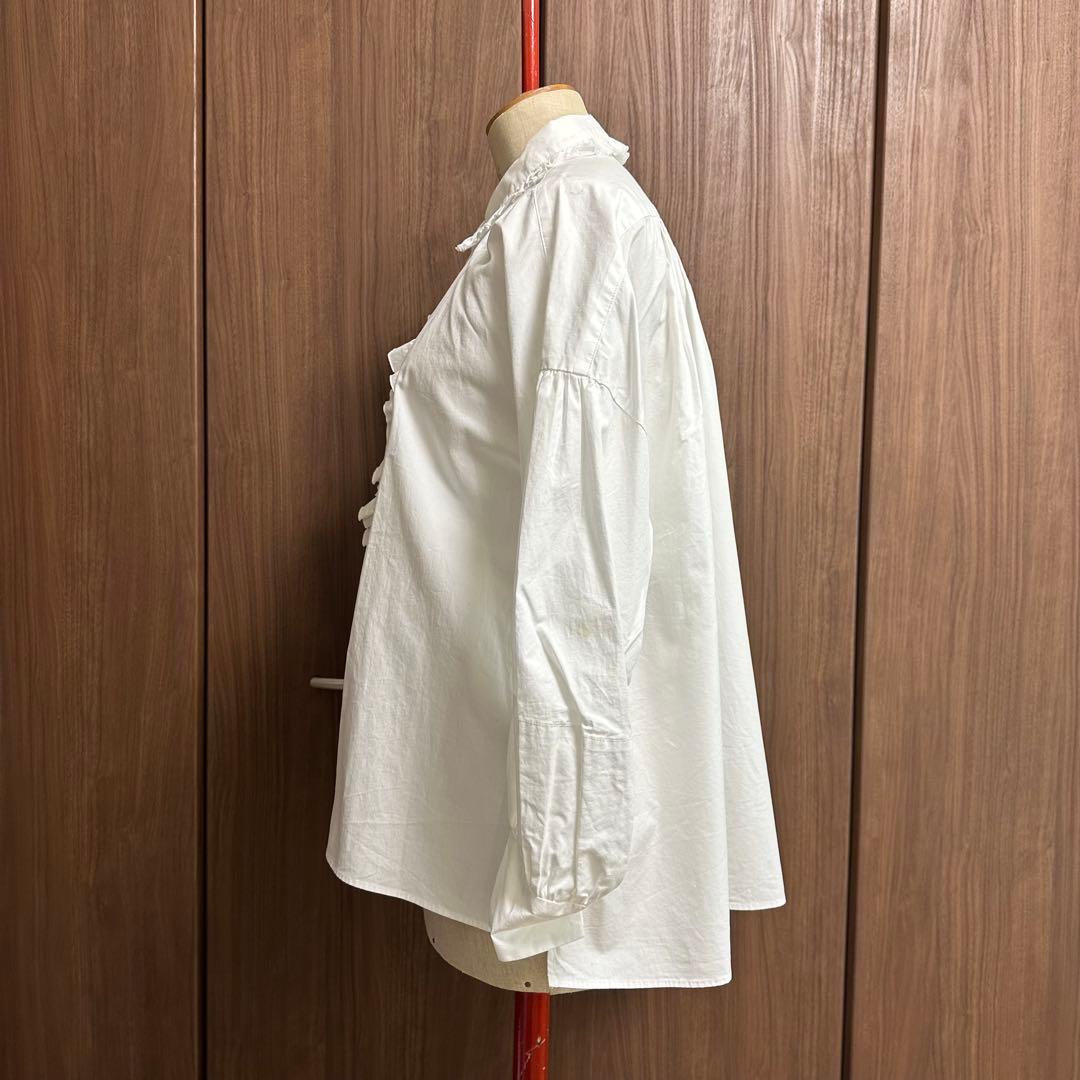 TOUJOURS トゥジュー フリル ホワイト 長袖シャツ S