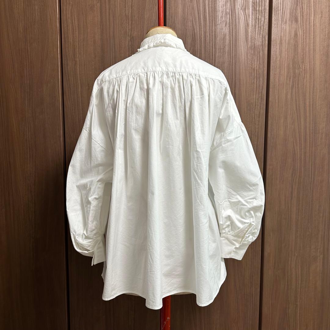 TOUJOURS トゥジュー フリル ホワイト 長袖シャツ S