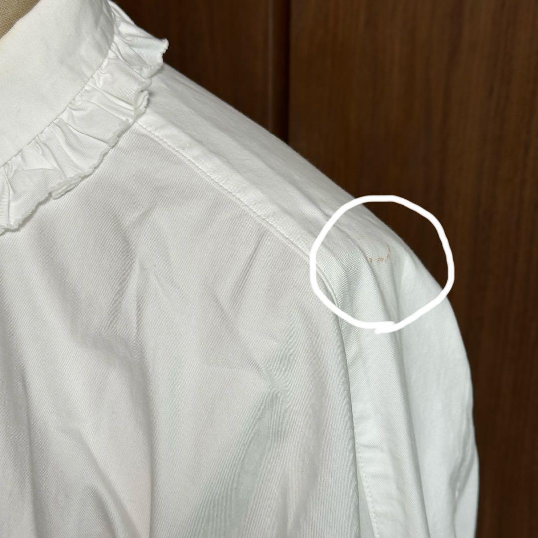 TOUJOURS トゥジュー フリル ホワイト 長袖シャツ S