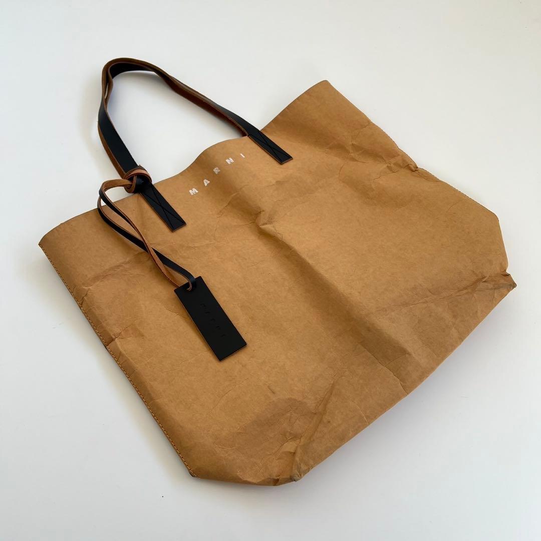 バッグ MARNI CELLULOSE PAPER SHOPPING TOTE BAG