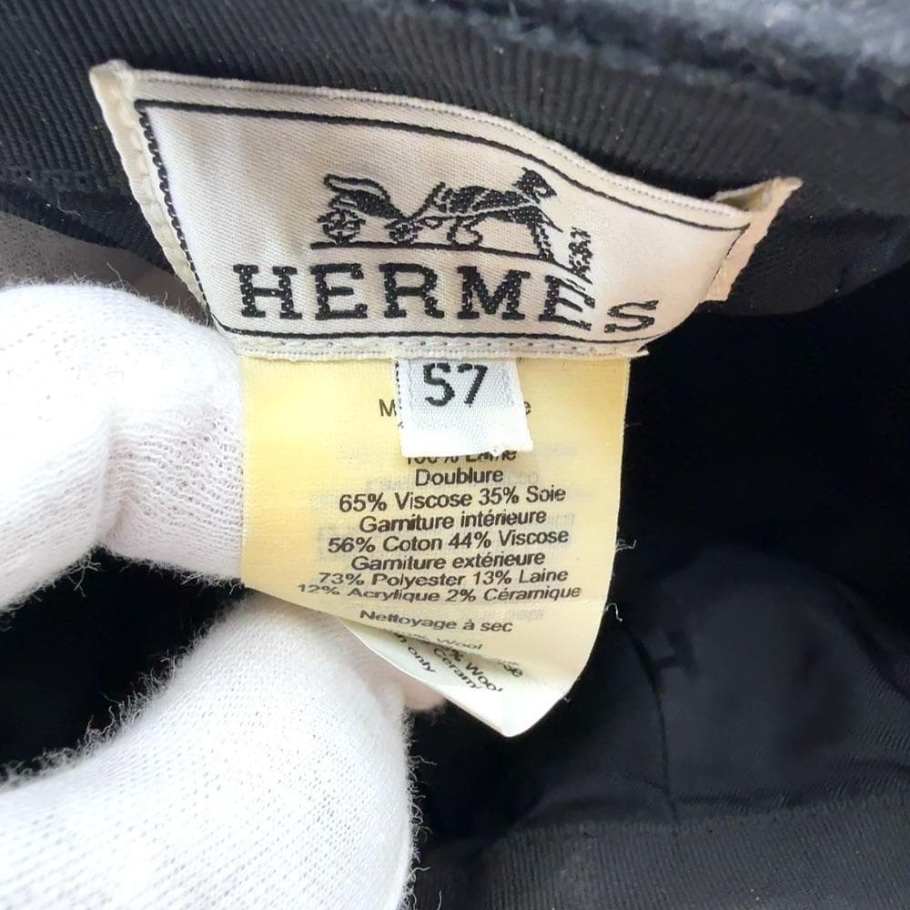 ◇エルメス◇ウール/セリエ/キャップ/帽子/ブランド/ブラック