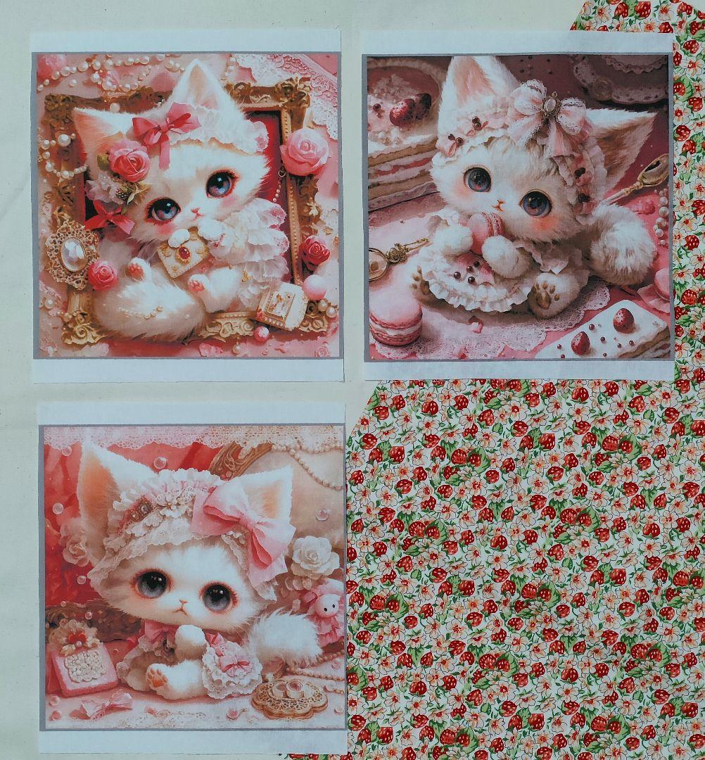 【受注制作】両面ミニトートバッグ５点 パネル生地 刺繍リボン ミニトート1325