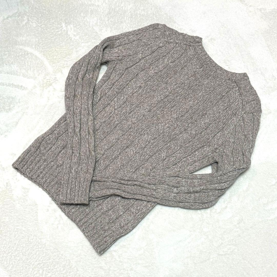 ✨ラルフローレン人気ケーブルコットンセーターエンブレムXSベージュ