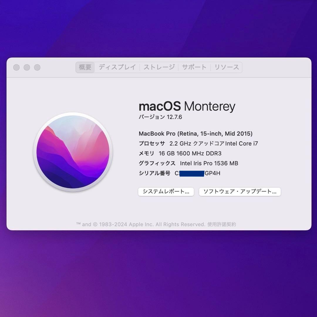 【バッテリー良好】MacBook Pro Mid 2015 / SSD256GB